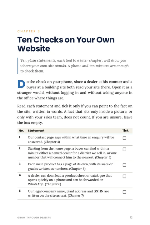 Page 12 of Grow Through Dealers: Ten checks on your own website