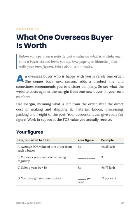Page 72 of Chosen Worldwide: What one overseas buyer is worth