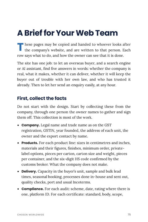 Page 75 of Chosen Worldwide: A brief for your web team